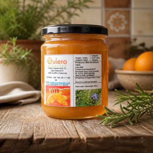Naturalny miód rozmarynowy 500 g z Hiszpanii w szklanym słoiku